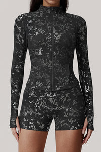 Women Gold Foil Fabric Sports Jackets
