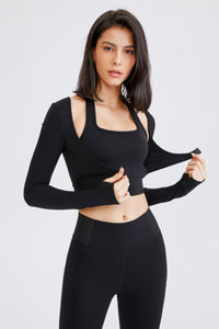 Women's long-sleeved bra T-shirt fake two-piece