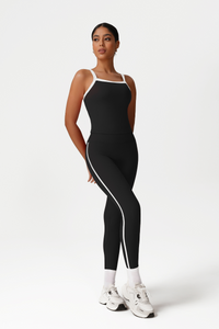 Women High-Waisted Color-Block Butt-Lifting Yoga Set: Vest + 9/10 Leggings