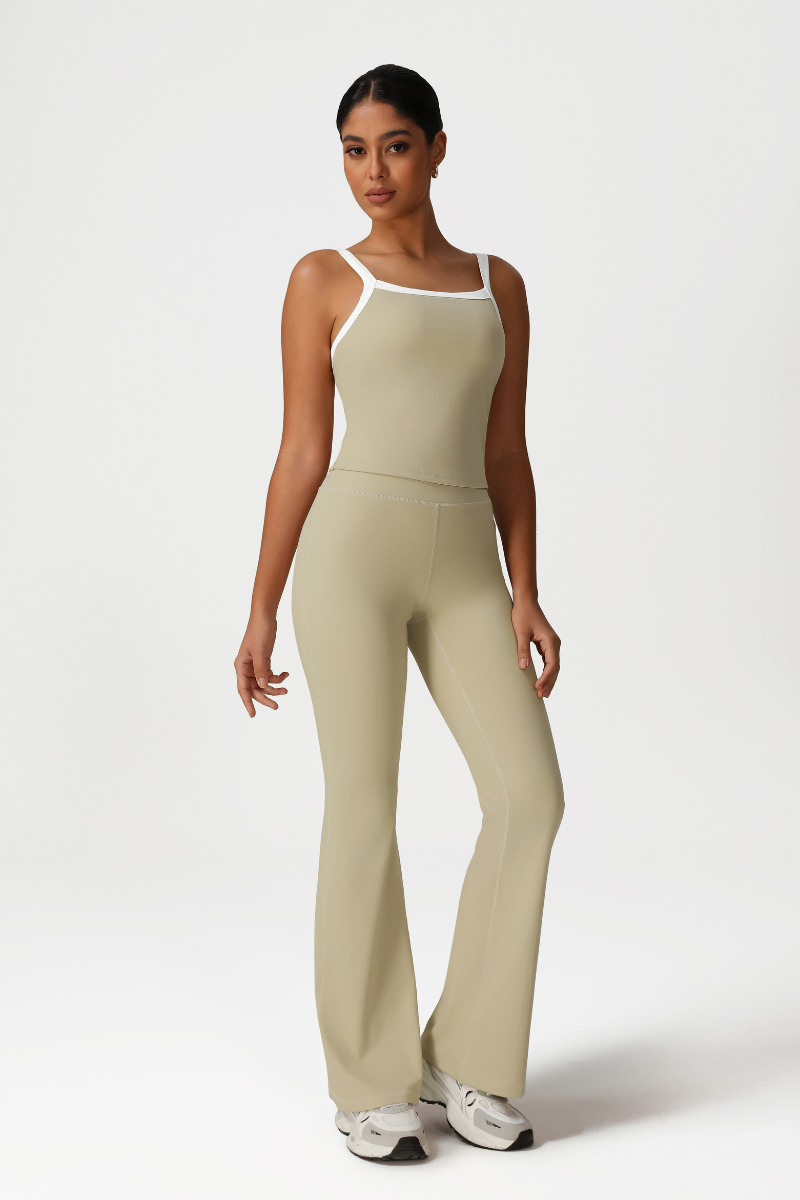 Women High-Waisted Bootcut Butt-Lifting Yoga Set: Vest + Flared Pants