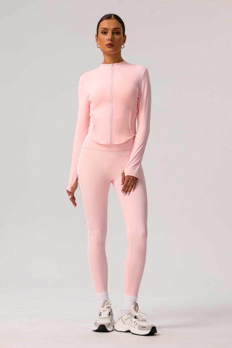 Zip up track jacket & yoga leggings 2-piece set