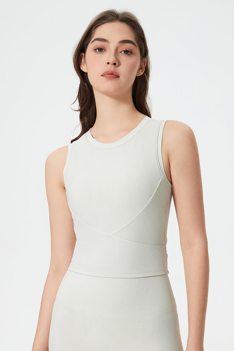 Women High-Stretch Built-In Shockproof Lift Sleeveless Yoga Sports Tank Top