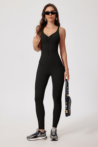 Women'S Zip-Brushed Yoga Exercise Quick-Drying Bodysuit