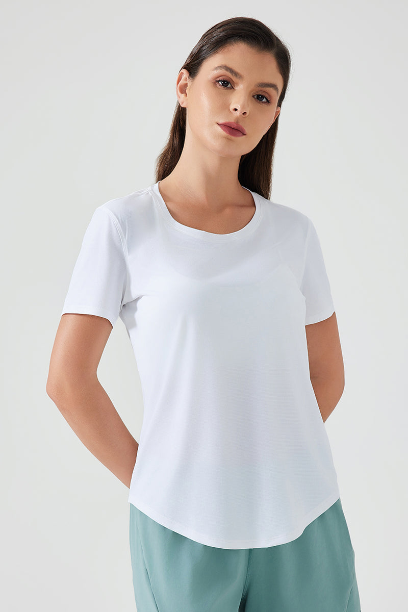 Women Lightweight Breathable Slim-Fit Quick-Dry Yoga Fitness Short-Sleeve Top