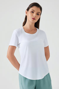 Women Lightweight Breathable Slim-Fit Quick-Dry Yoga Fitness Short-Sleeve Top