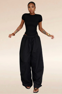 Women's high waist wide curved trousers casual pants