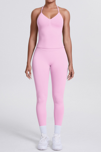 High-Waist Seamless Yoga Set - Halter Neck, Quick-Dry Fitness Outfit