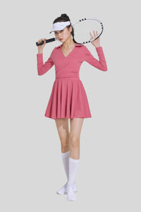 V-neck tennis sports skirt dance golf long sleeve dress