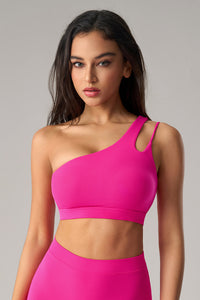 Women Asymmetrical Single Strap Crisscross Back Yoga Sports Bra
