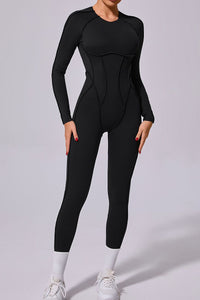 Women One-Piece Backless Skinny Long Sleeve Long Pants Exercise Yoga Bodysuit