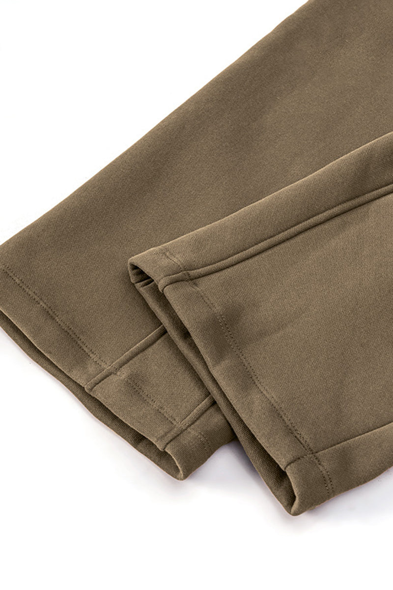 Solid Color Fleece-Lined Sweatpants - Winter Thermal Straight Leg Pants