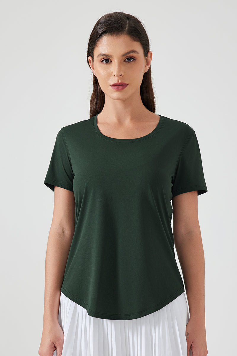 Women Lightweight Breathable Slim-Fit Quick-Dry Yoga Fitness Short-Sleeve Top