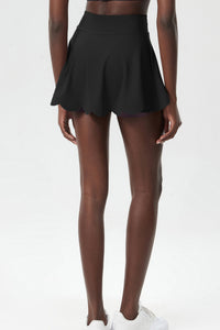 Women Scalloped Lycra Quick-Dry Anti-Peek A-Line Tennis Skirt