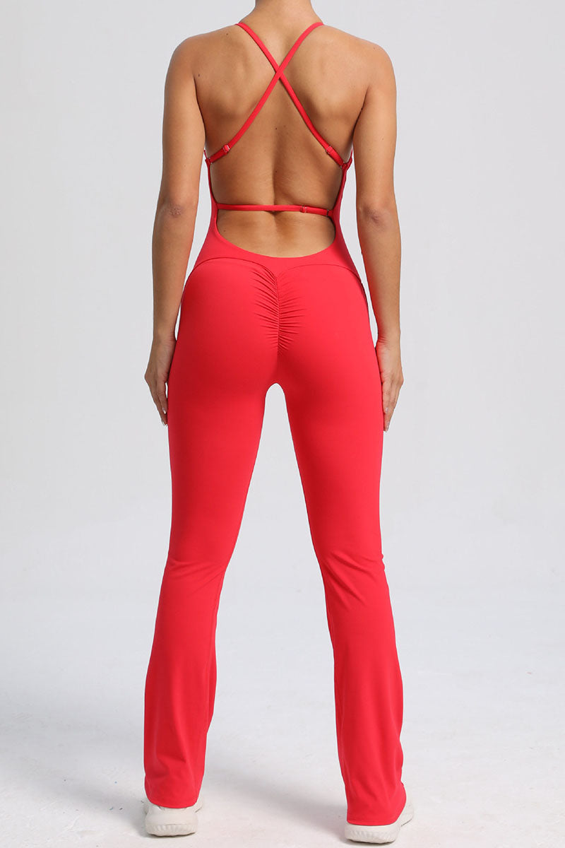 Women Adjustable Straps Beauty Back Slightly Peach Hip Sports Fitness Yoga Bodysuit