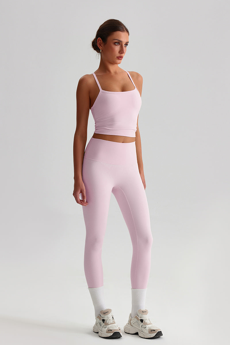 Women Cross-Back High Elasticity Premium Yoga Set: Camisole Sports Bra + Seamless Leggings