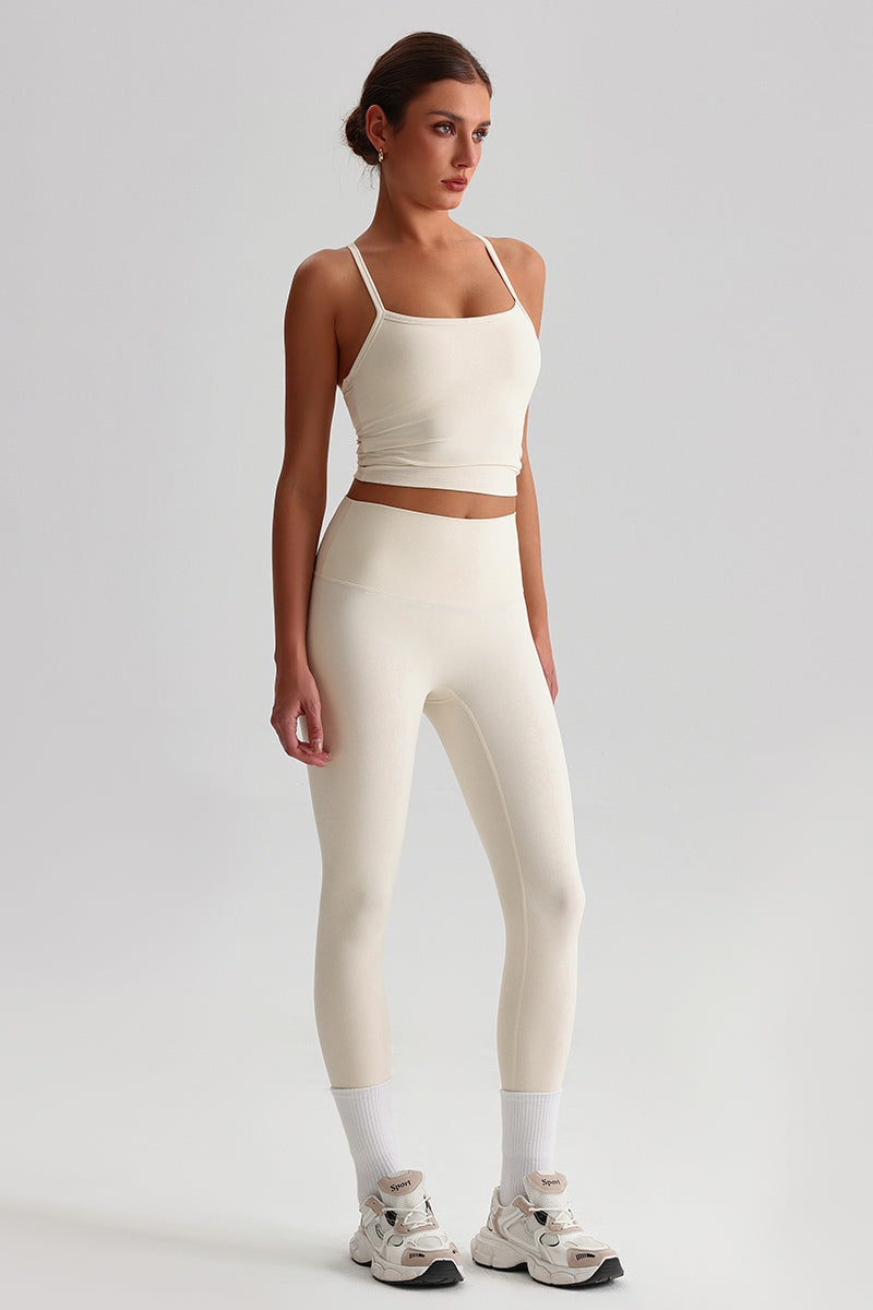 Women Cross-Back High Elasticity Premium Yoga Set: Camisole Sports Bra + Seamless Leggings