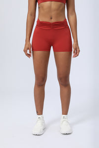 Women's Nude Pleated Waist Hip Lift Shorts