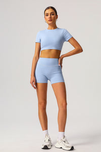 Cropped sports T-shirt + classic sports shorts 2-piece set