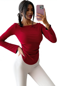 Women's Long Sleeve Boat Neck Yoga Top