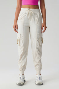 Women Mid-Rise Drawstring Leg Loose-Fitting Lightweight Quick-Drying Breathable Outdoor Workwear Sweatpants
