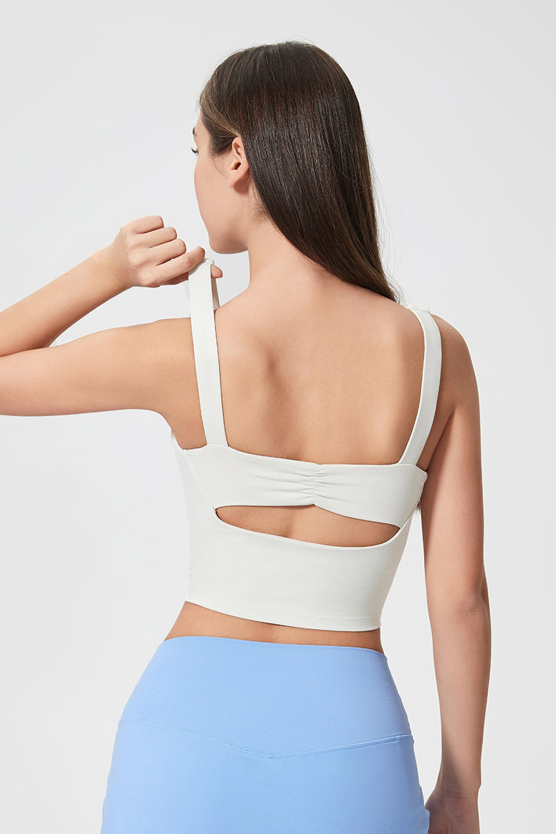 Women Naked-Feel Shockproof Back-Boosting Semi-Fixed Yoga Sports Bra