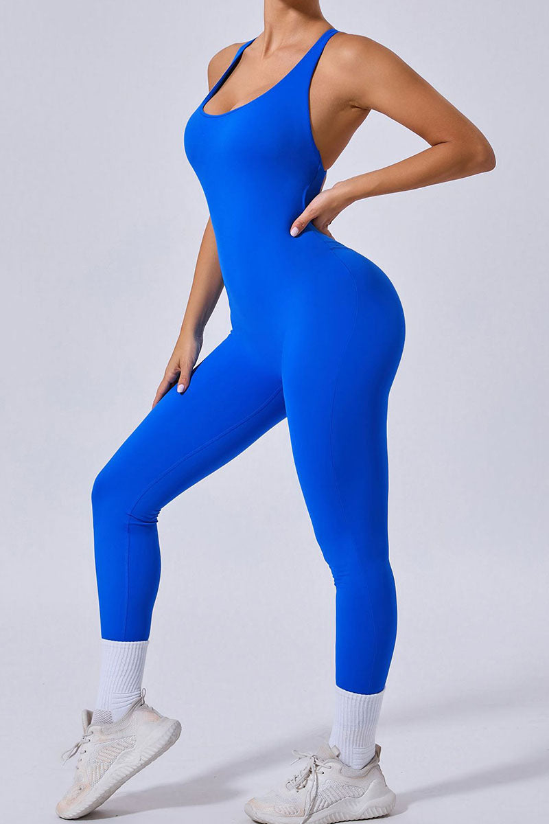 Women Cross Back Adjustable Straps Hip Lifting Exercise Yoga Bodysuit