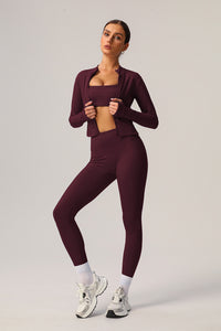 3 Pcs Set Halter Neck Fitness Running Sports Bra + Zipper Pocket Running Jacket + Quick-Dry Tight Yoga Leggings