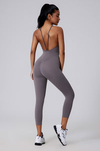 Women V-Back Sculpting Butt-Lifting Naked-Feel Yoga Running Fitness Bodysuit