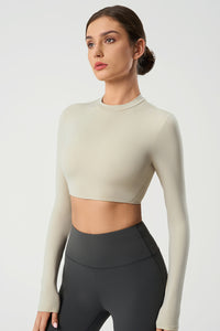Women Slim-Fit Crop Naked-Feel Long Sleeve Yoga & Running Sportswear Top