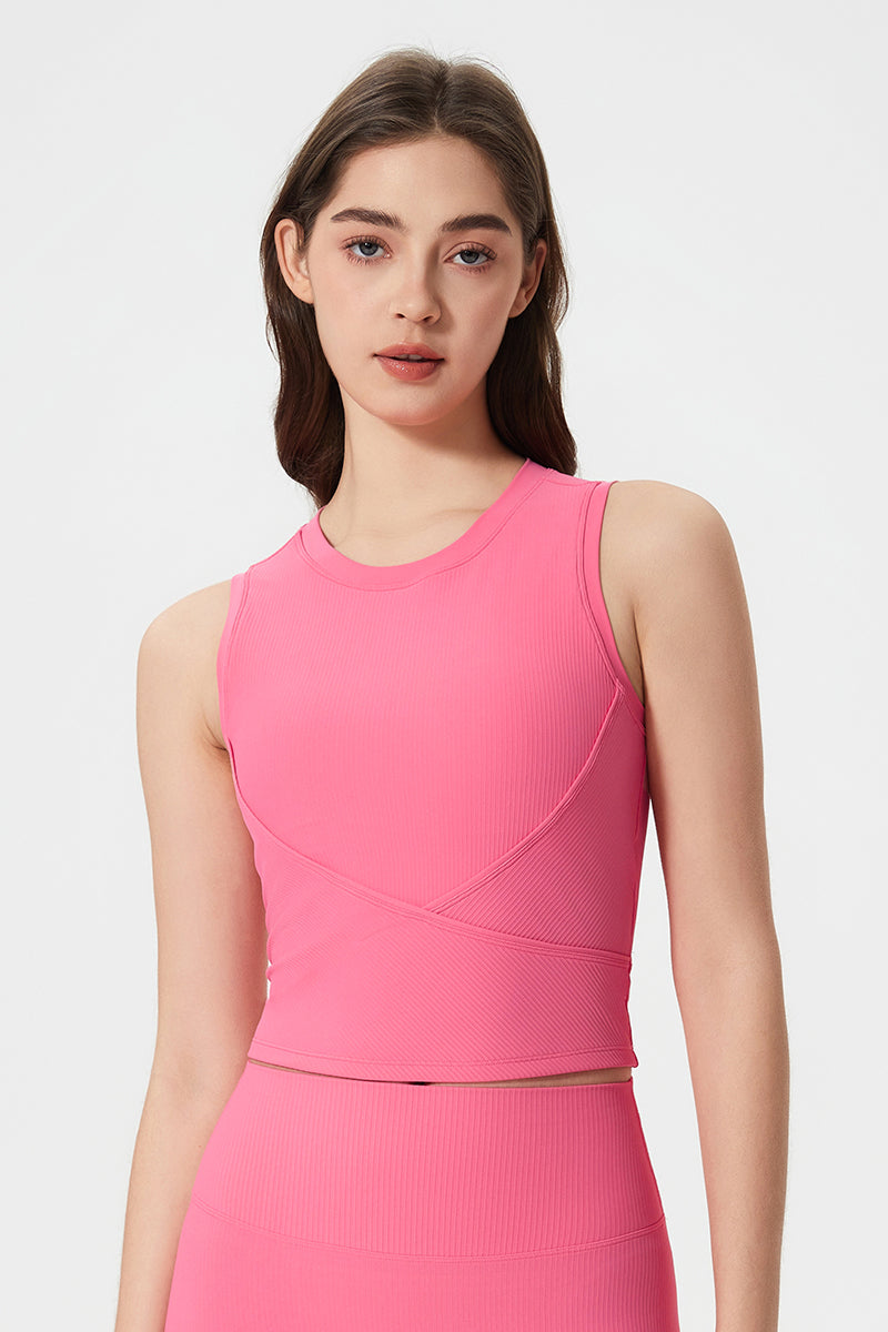 Women High-Stretch Built-In Shockproof Lift Sleeveless Yoga Sports Tank Top