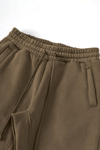 Solid Color Fleece-Lined Sweatpants - Winter Thermal Straight Leg Pants
