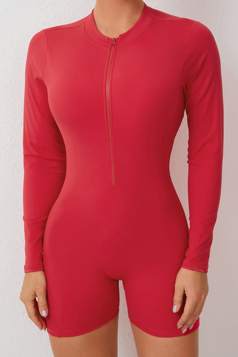 Women Hollow Out Backless Half Zip Peach Hip Sports Fitness Quick Dry Yoga