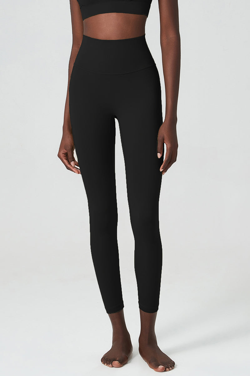 Solid high-waisted casual sports leggings