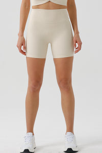 Women Eco Ribbed Quarter High Waisted Hip Lifting Seamless Fitness Classic Sports Yoga Shorts