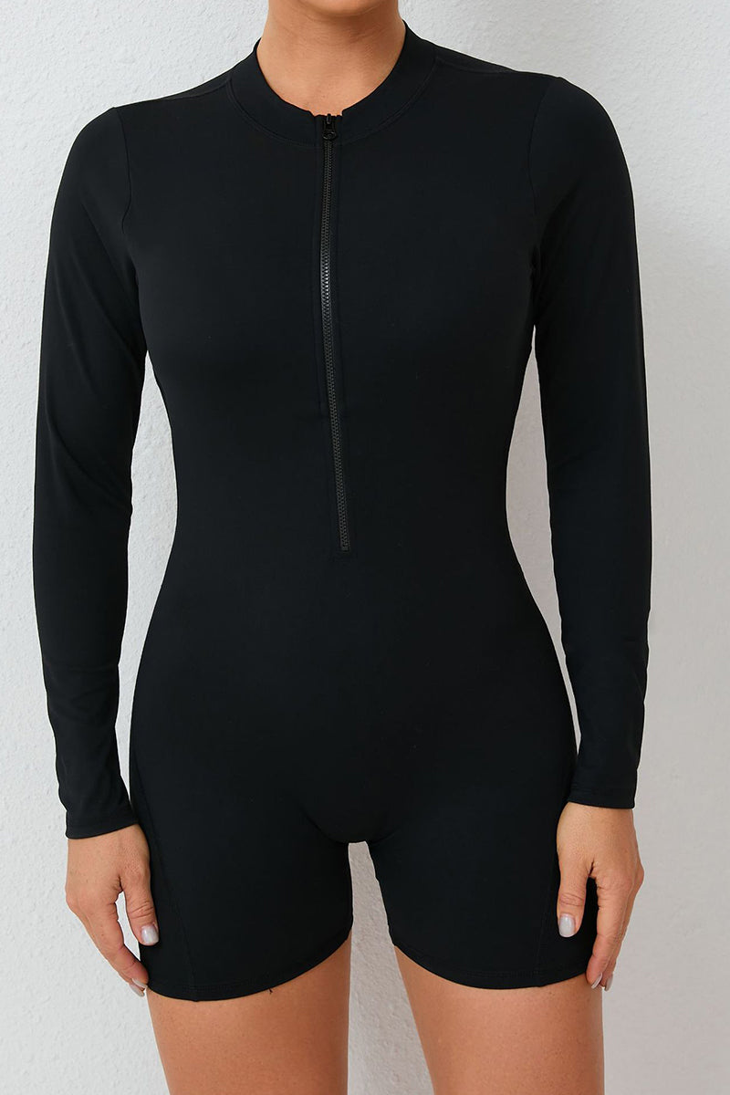 Women Hollow Out Backless Half Zip Peach Hip Sports Fitness Quick Dry Yoga