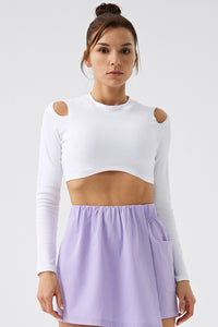 Women Eco-Friendly Organic Cotton Strapless Long Sleeve T-Shirt Fitness Dance Fashion Outwear Yoga Sports Tops