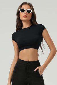 Women Slim Cropped Soft-Feel Yoga T-Shirt