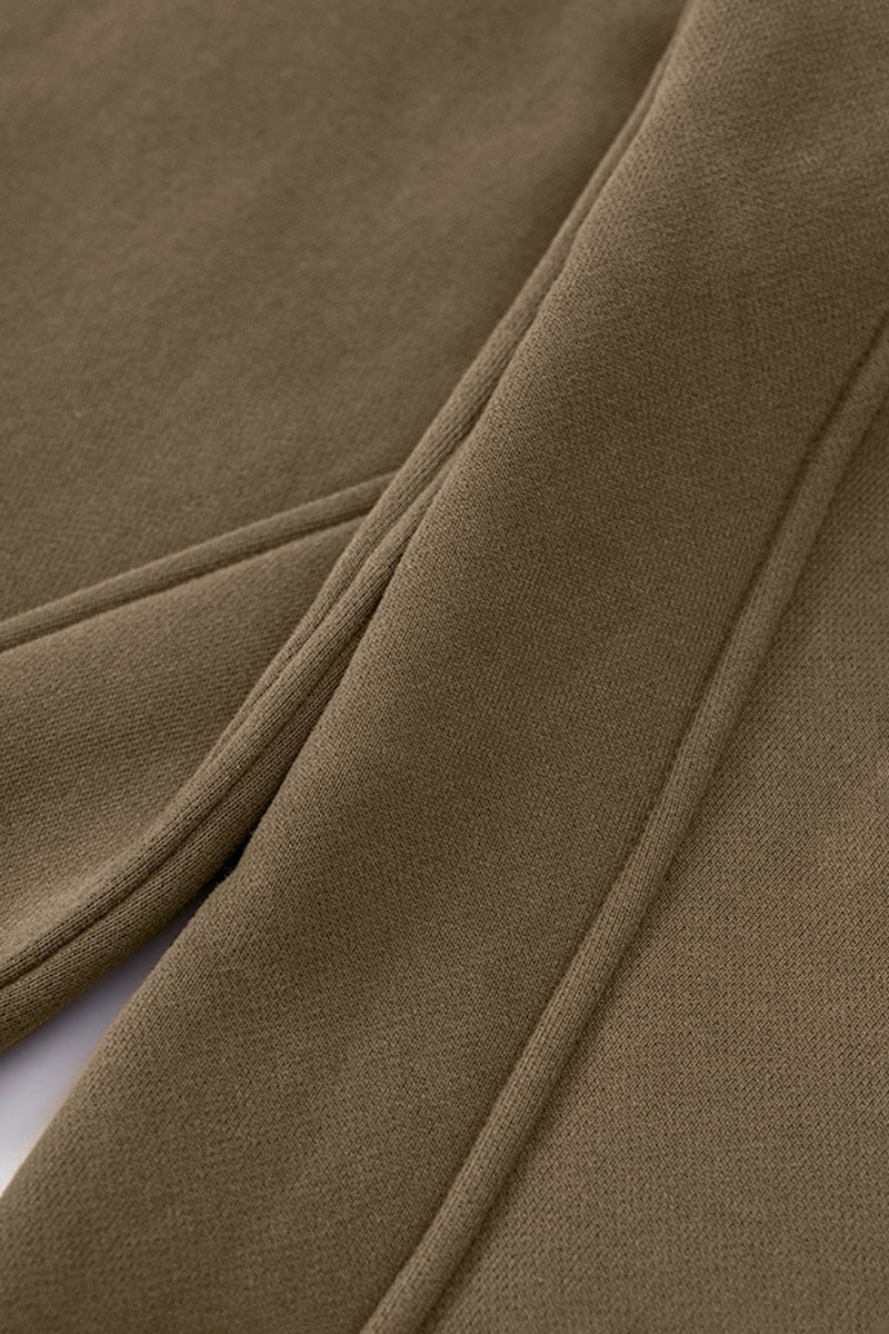 Solid Color Fleece-Lined Sweatpants - Winter Thermal Straight Leg Pants