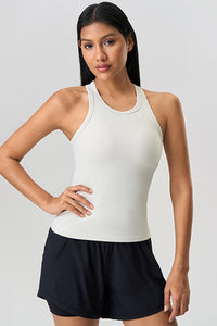 Women Crisscross Back Sport Vest Built-In Padding Slim-Fit Sleeveless Fitness Yoga Top