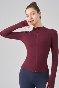 Women Stand Collar Slim-Fit Yoga Running Long Sleeves