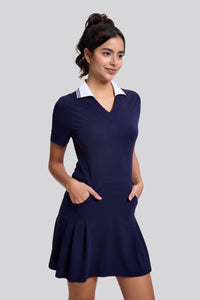 Outdoor contrasting lapel golf skirt chubby tennis sports long skirt