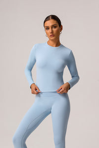 2 Pcs Set Light Fleece Sports Casual Long-Sleeved T-Shirt + Belly Controlling Sports Leggings