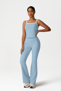 Women High-Waisted Bootcut Butt-Lifting Yoga Set: Vest + Flared Pants