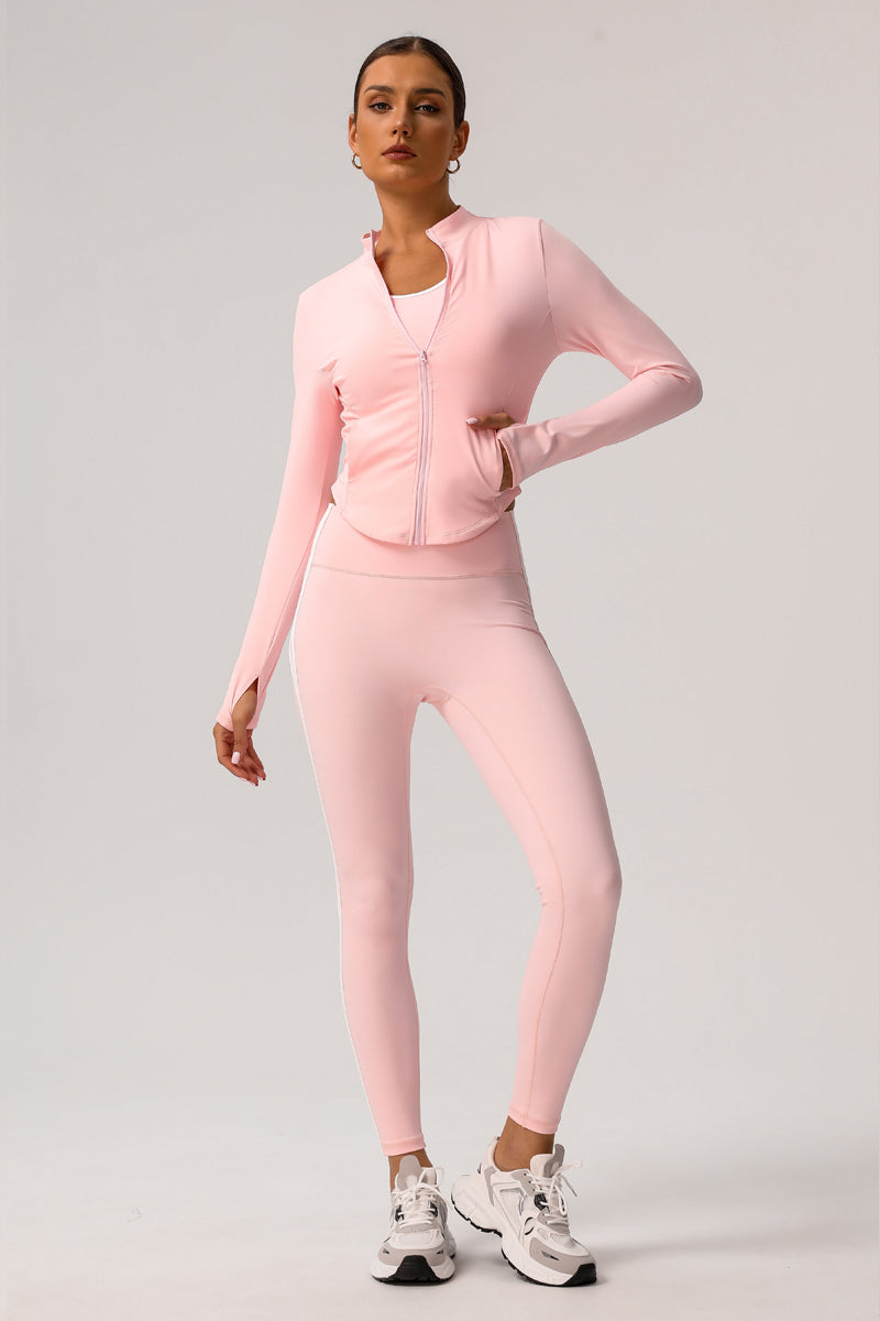 Zip up track jacket & yoga leggings 2-piece set