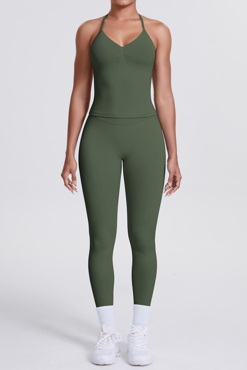 High-Waist Seamless Yoga Set - Halter Neck, Quick-Dry Fitness Outfit