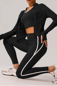Zip up track jacket & yoga leggings 2-piece set