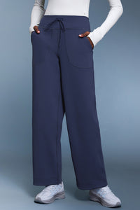 Women Loose Straight Leg Fleece-Lined Yoga Running Sweatpants