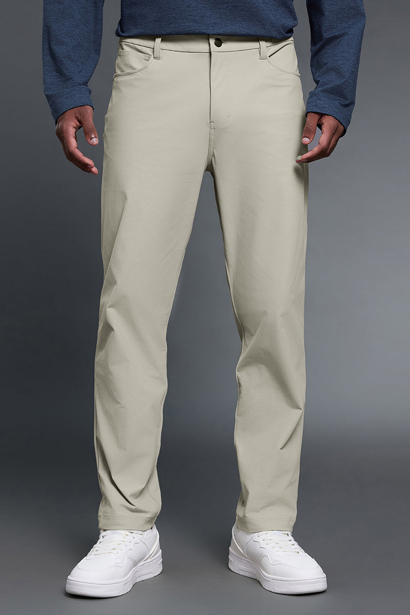 Men Comfortable Straight Leg Business Casual Dress Pants Khaki / L