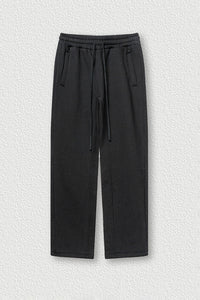 Solid Color Fleece-Lined Sweatpants - Winter Thermal Straight Leg Pants