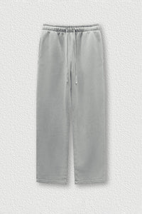 Fleece-Lined Straight Leg Sweatpants - Washed Knit Joggers for Casual & Sport